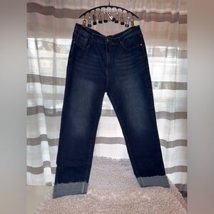 SHEIN Dark Wash Straight Leg Jeans - Dark Blue